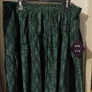 AVA VIV Green Snake Print Skirt